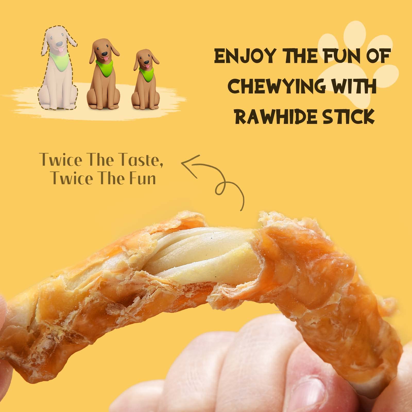 ASMPET Grain Free Chicken Wrapped Rawhide Dog Chews - 20 Pieces (10.6 oz) Long Lasting Dental Treats for Small, Medium & Large Breed Dogs - Healthy Natural Dog Bones for Teeth Cleaning | Perfect for Training Rewards & Chewing Needs