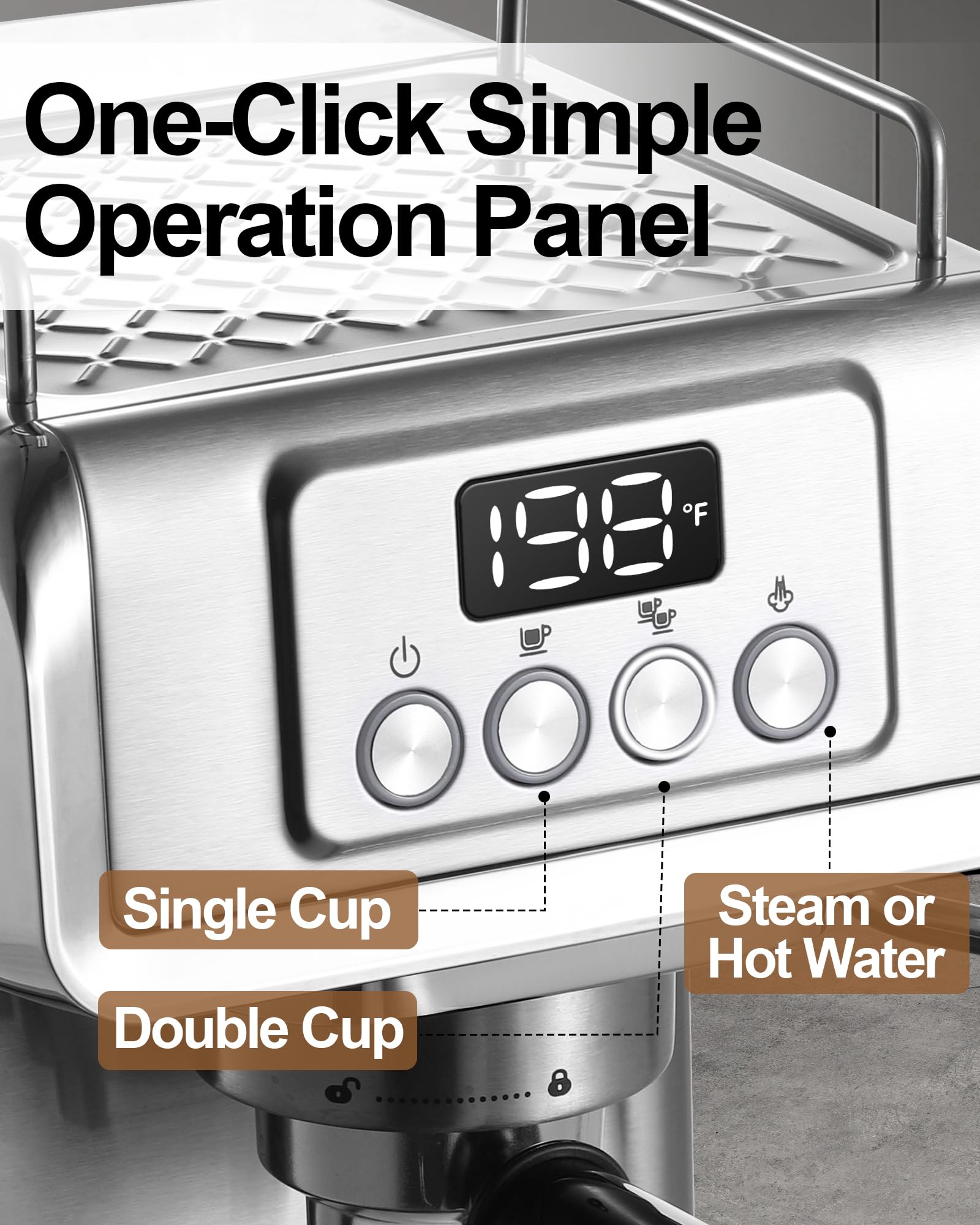 20 Bar Professional Espresso Machine with Steam Milk Frother - Stainless Steel Coffee Maker with 61oz Removable Water Tank - Perfect for Home, Office, Gifts for Dad & Mom - Enjoy Café-Quality Lattes & Cappuccinos Every Morning