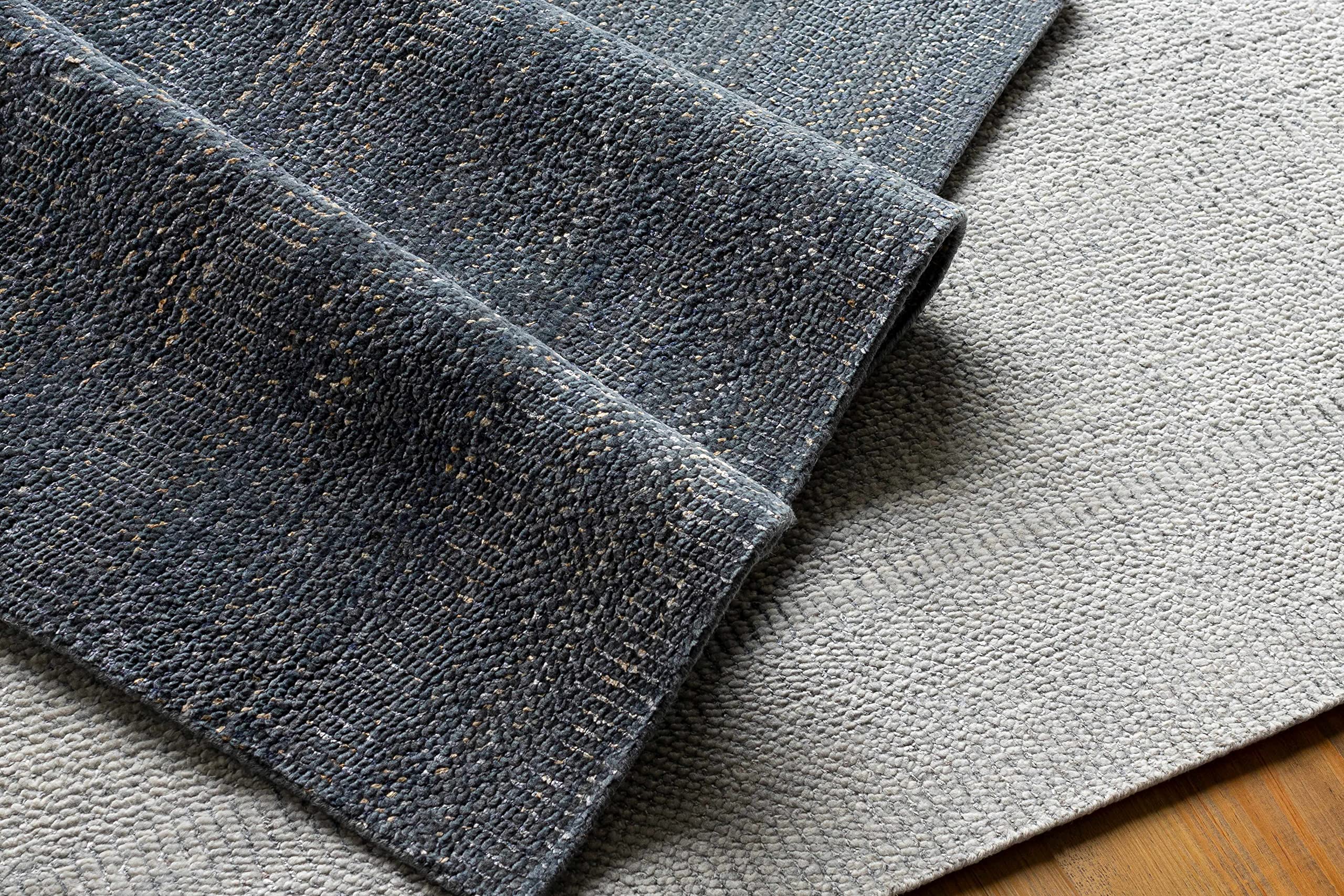 Modern Navy Blue Wool Area Rug 2' x 3' - Soft Handmade Tufted Rug for Living Room, Bedroom & Nursery - Non-Slip Denim Teal Accent Rug - Perfect for Home Decor, Cozy Spaces & High Traffic Areas