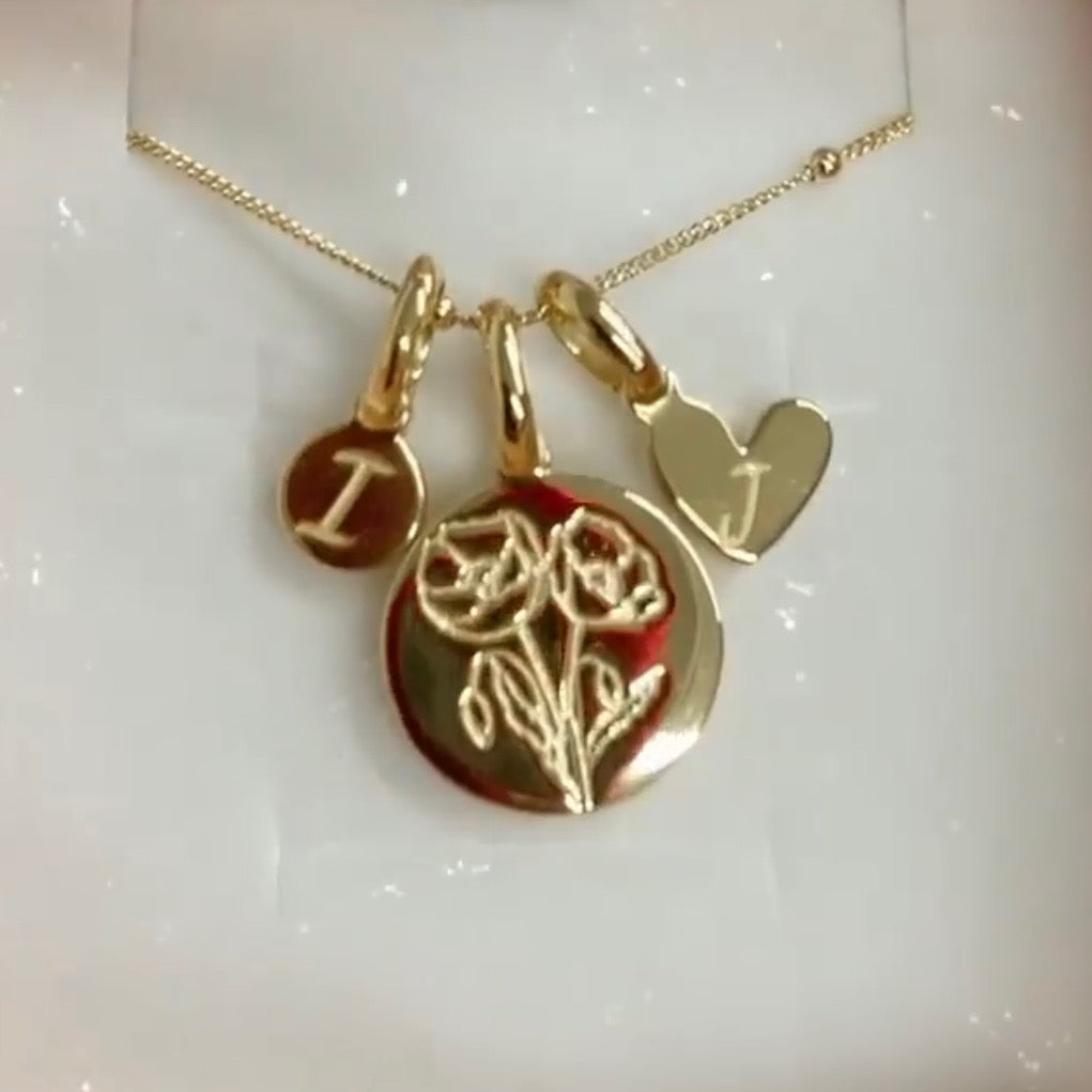 Carnation Initial Necklace - January Birth Flower Personalized Jewelry for Women, Gifts for Mom, Sister, Girlfriend - Perfect for Birthdays, Anniversaries & Valentine's Day