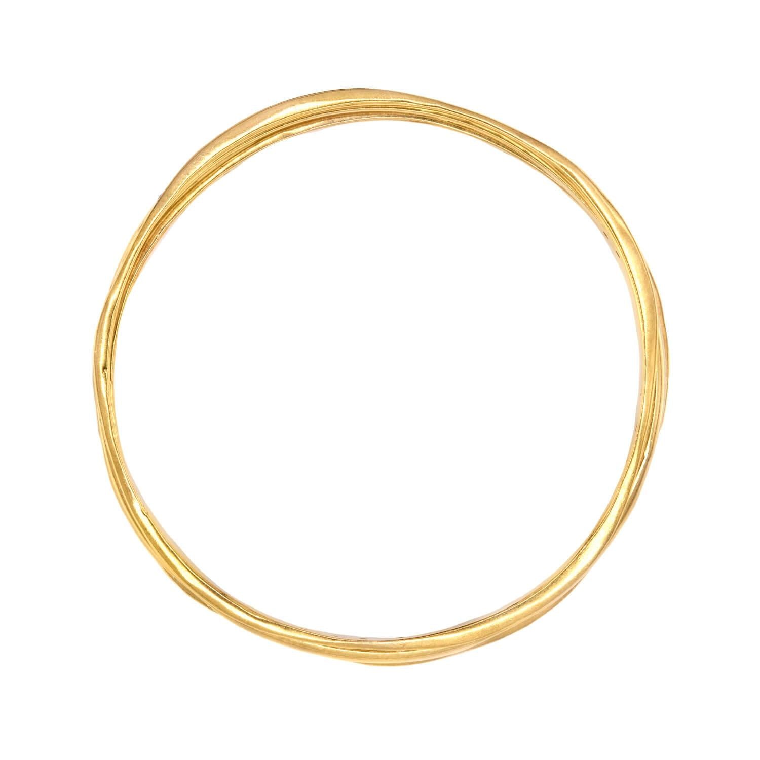 18K Gold Diamond Bangle Set for Women - Luxury Estate Jewelry Bracelet Gift for Anniversary, Wedding & Special Occasions