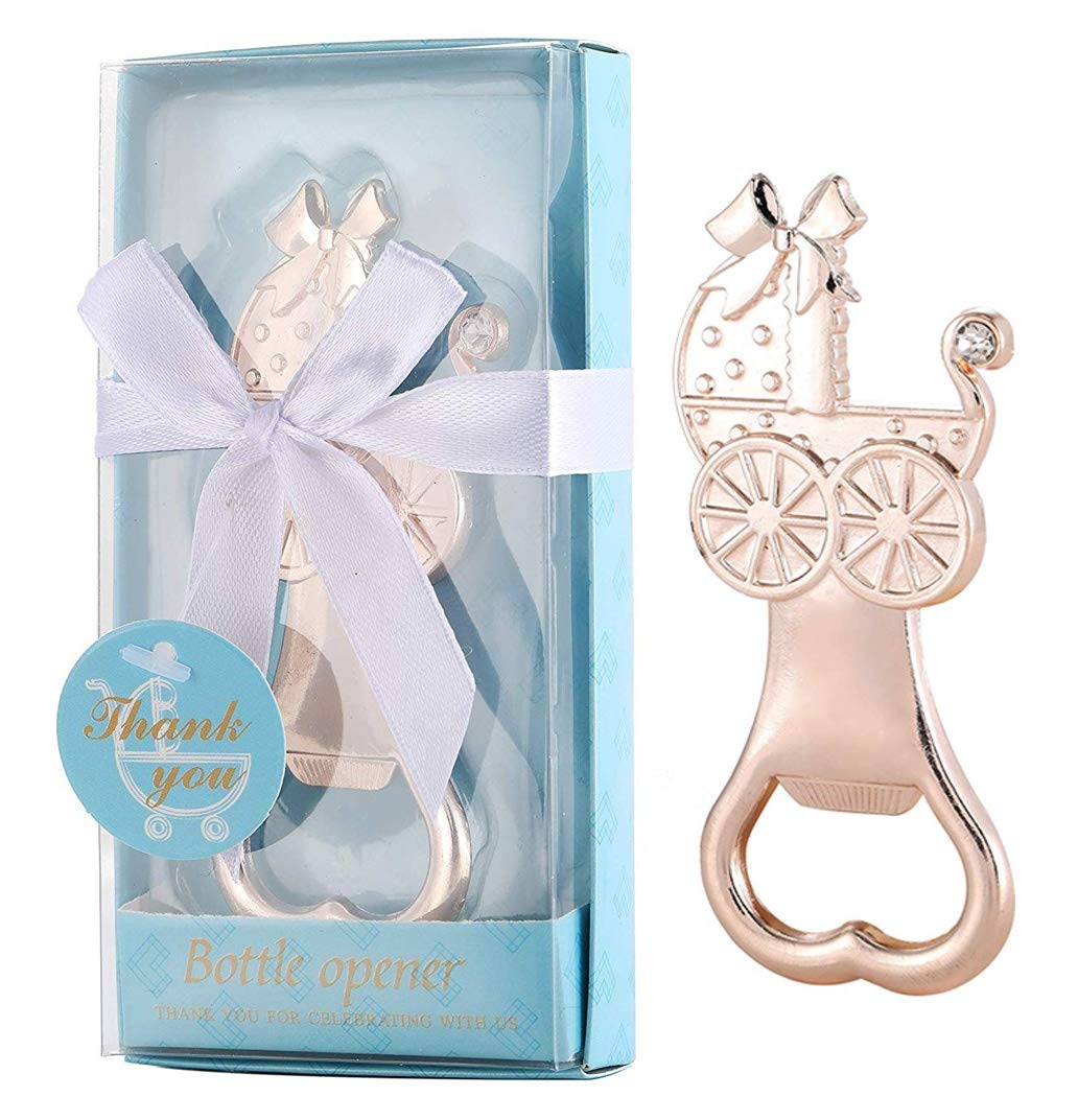 24-Piece Baby Shower Favors Set - Baby Bottle Shaped Bottle Openers, Party Decorations for Boys & Girls - Perfect Return Gifts for Guests (Baby Carriage Blue) - Great for Baby Showers, Gender Reveals & New Parent Celebrations