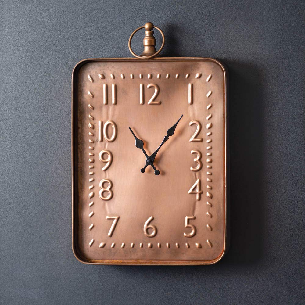 Vintage Copper Finish Wall Clock - 12 Inch Round Analog Battery Operated for Living Room, Bedroom, Office Decor