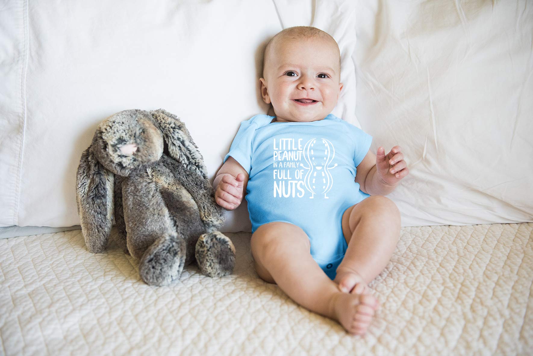 Funny Baby Bodysuit - Little Peanut In A Family Full Of Nuts - Cute Newborn Boy Outfit for Family Photos & Playtime