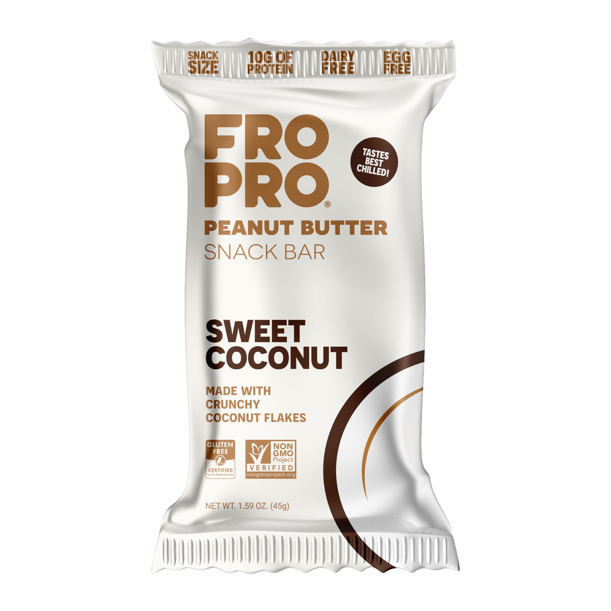 FROPRO Plant Protein Snack Bars - Vegan Protein Bars, All-Natural, Gluten Free, Dairy Free, Soy Free, Low Calorie High Protein Bars | Coconut Flavor, 12 Pack | Perfect for Post-Workout Recovery, Healthy On-The-Go Snacking & Keto Diet