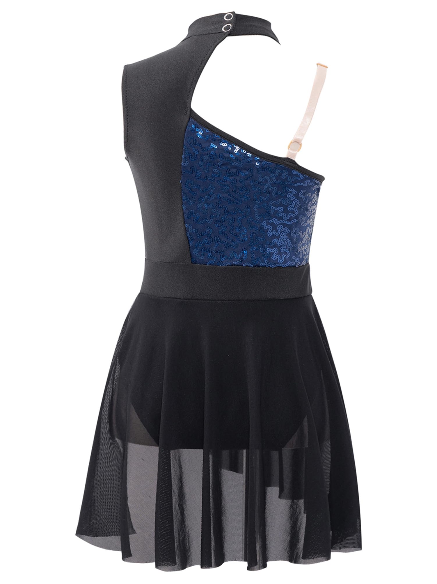 CHICTRY Girls' Sequins Ballet Lyrical Latin Dance Dress - Sleeveless Asymmetrical Contemporary Costume for Performances, Recitals & Competitions