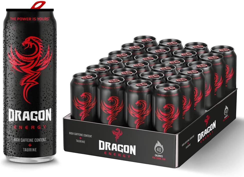 Dragon Red Energy Drink - 24 Pack of 250ml Cans - Boost Energy & Focus - Perfect for Workouts, Gaming & Late-Night Study Sessions