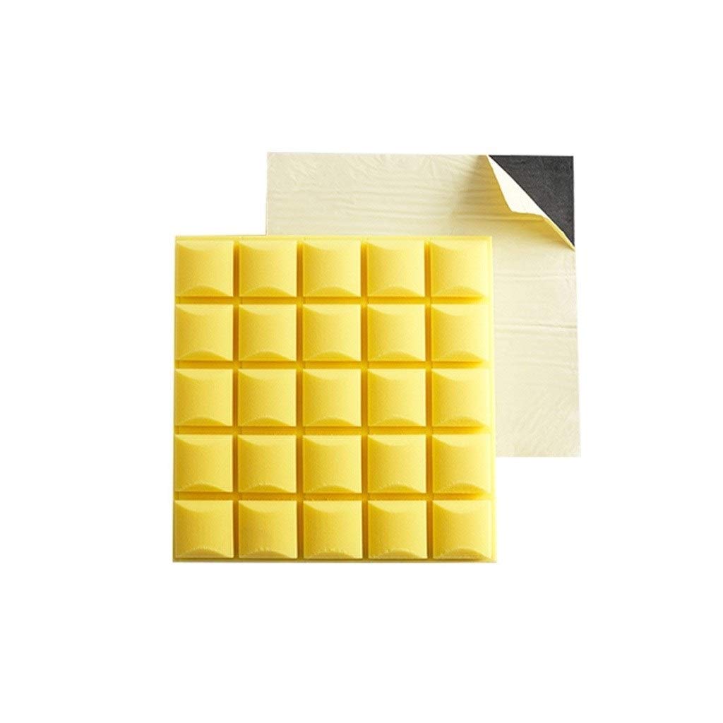 10PCS Self-Adhesive Acoustic Foam Panels - Sound Absorbing Materials for Home Studio, Drum Room, Piano Room & Office Noise Reduction (Yellow) - Perfect for Music Recording, Podcasting & Home Theater Soundproofing
