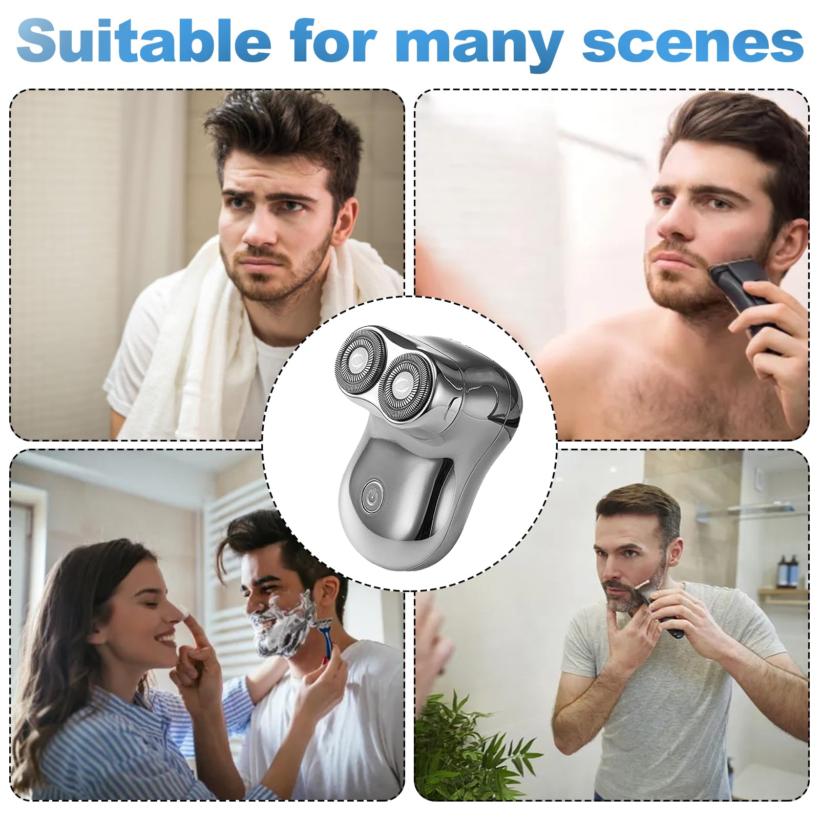 Premium Electric Travel Razor - Waterproof USB Rechargeable Shaver for Men, Portable Wet/Dry Shaving with Travel Case - Perfect for Camping, Business Trips & On-the-Go Grooming (Silver)