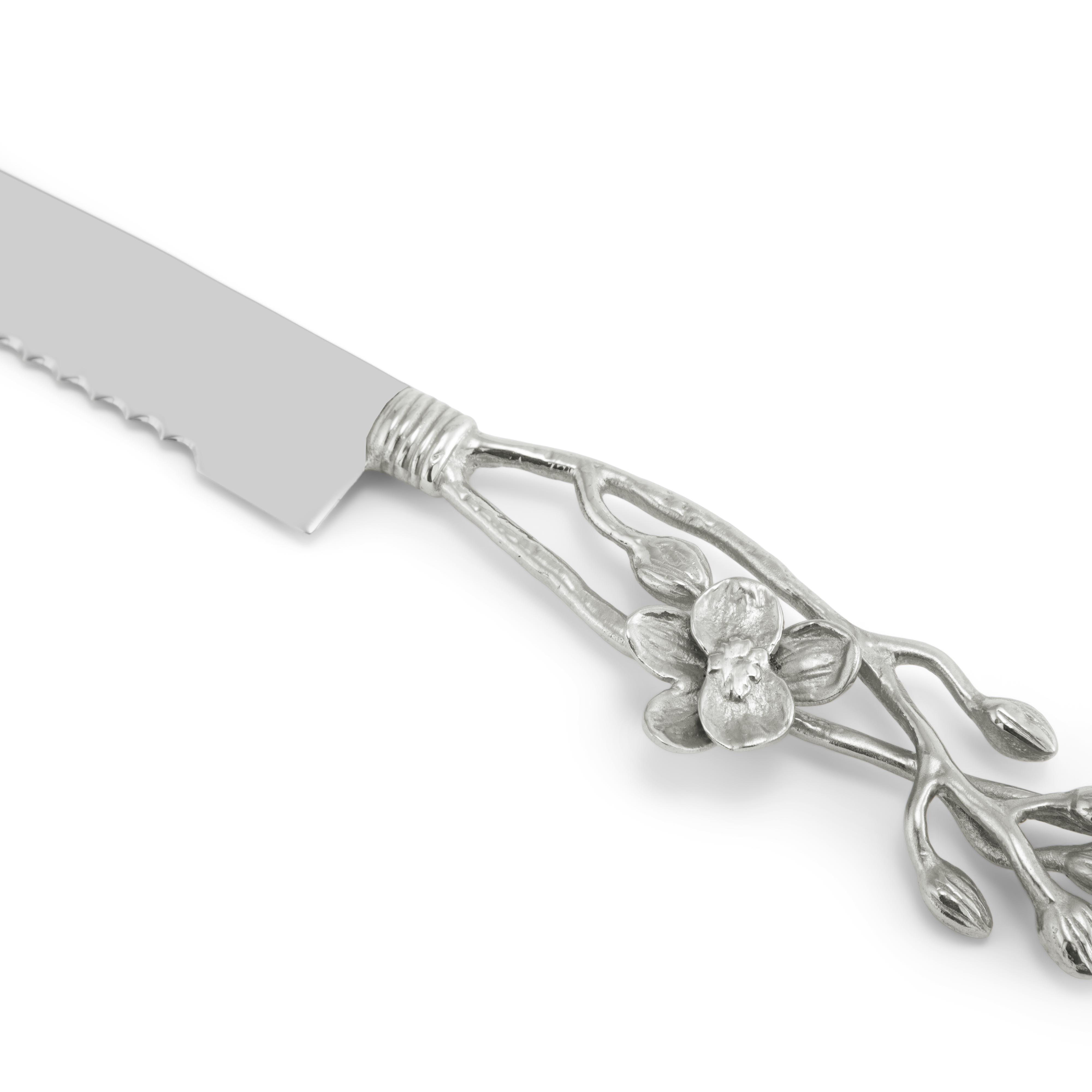 Premium White Orchid Bread Knife - Ultra Sharp Stainless Steel Blade for Slicing Bread, Cakes & Pastries - Perfect for Home Baking, Restaurants & Cafes