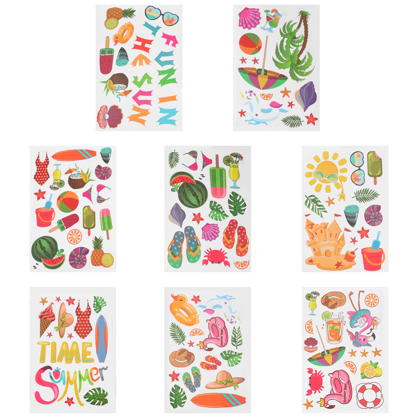 Hawaiian Summer Festival Electrostatic Window Decals - 8PCS Tropical Sticker Set for Home & Car Decor | Perfect for Luau Parties, Beach Themed Events & Tropical Room Decor