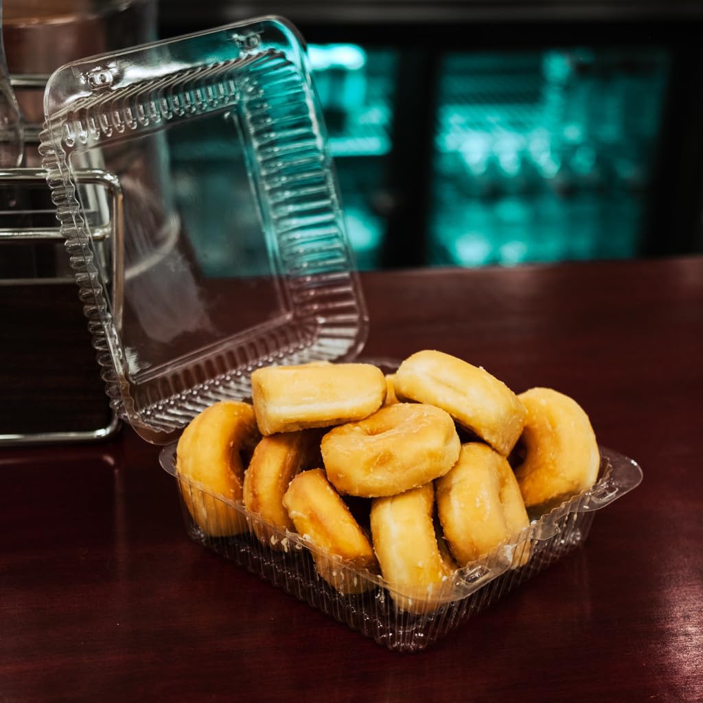 12-Pack Clear Hinged Plastic Donut Containers 10.8