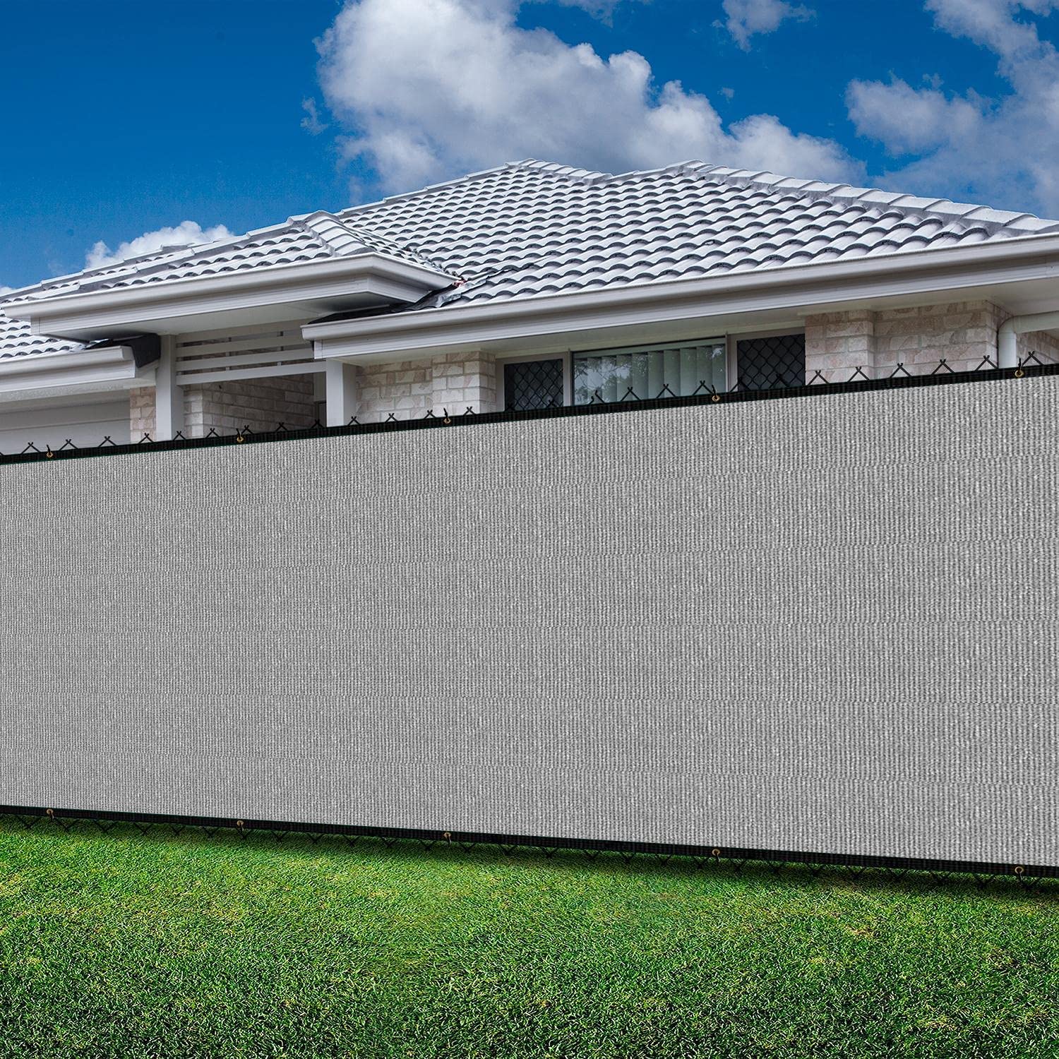 APICRED Heavy Duty Privacy Screen Fence - 88% UV Blockage, 150 GSM Commercial & Residential Use - 6'x134' Light Grey for Backyard, Patio, Pool & Garden Privacy Protection