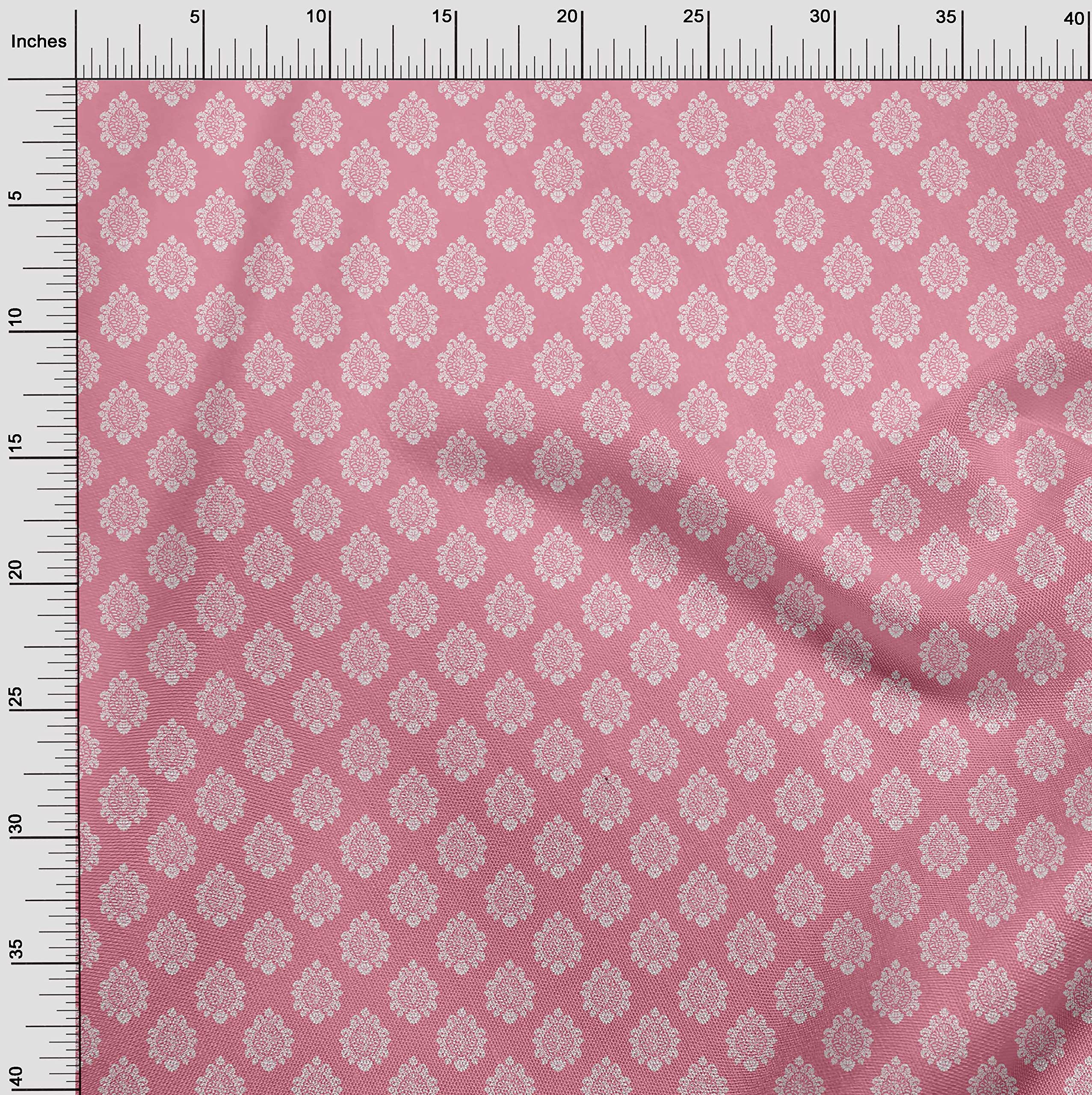 oneOone Velvet Light Pink Fabric Block Dress Material - 58 Inch Wide Premium Print Fabric by The Yard (73 Inches) | Perfect for DIY Dresses, Home Decor & Craft Projects