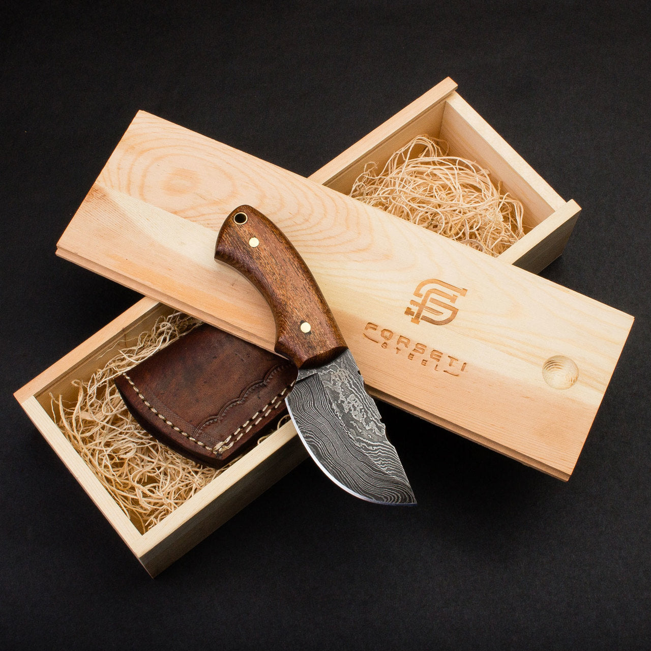 Premium Damascus Steel Skinner Knife - High-Quality Hunting & Outdoor Survival Tool for Skinning, Camping & Bushcraft