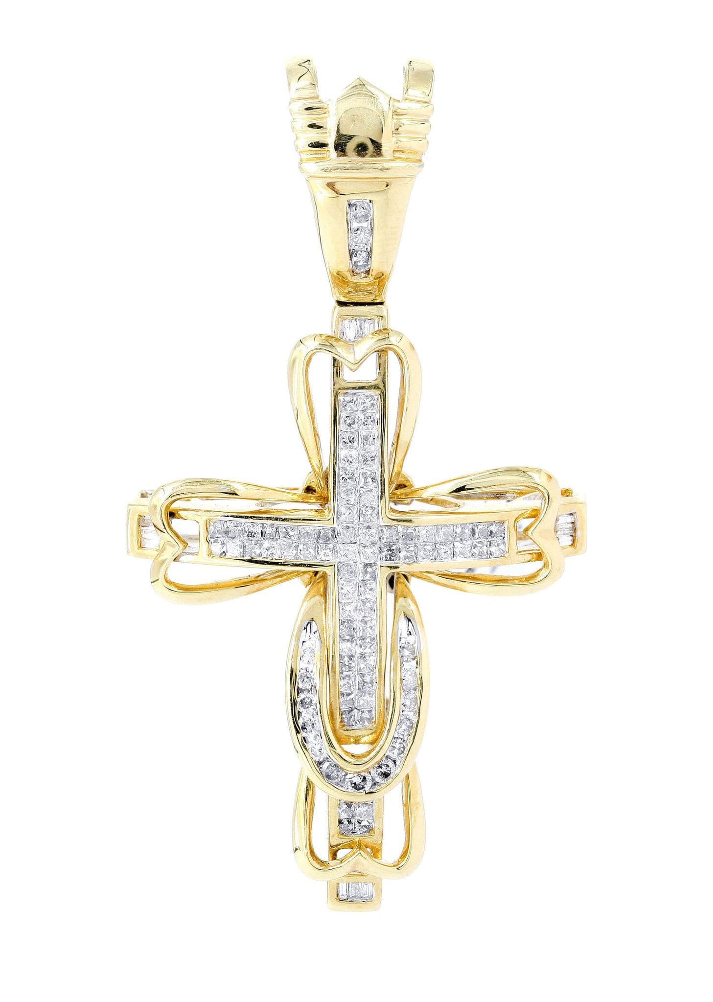 1.22 Carat Diamond Cross Pendant Necklace - 8.62 Grams Solid Gold Religious Jewelry for Women & Men - Perfect for Baptism, Wedding & Everyday Wear