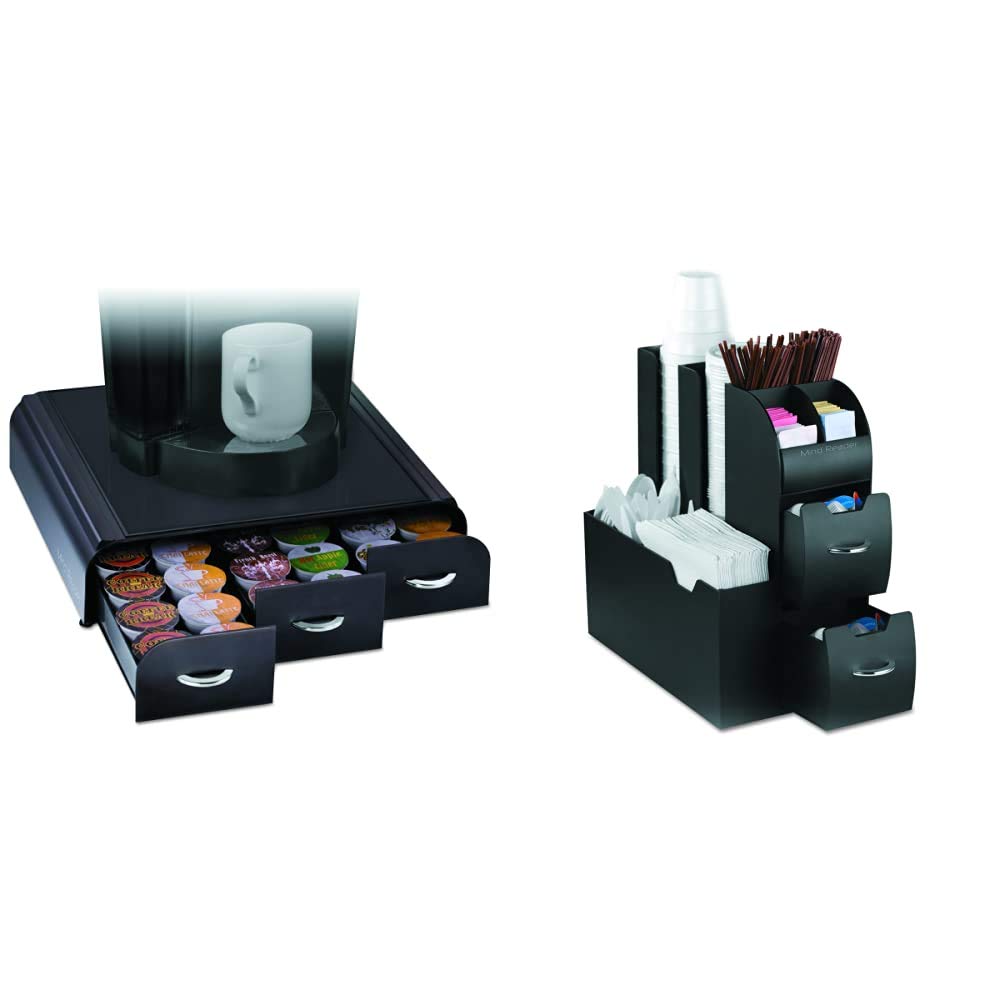 Mind Reader Coffee Pod Organizer with Drawers - 36 K-Cup Storage & 11-Compartment Coffee Cup Holder with 2 Drawers - Perfect for Kitchen Countertop & Coffee Station Organization