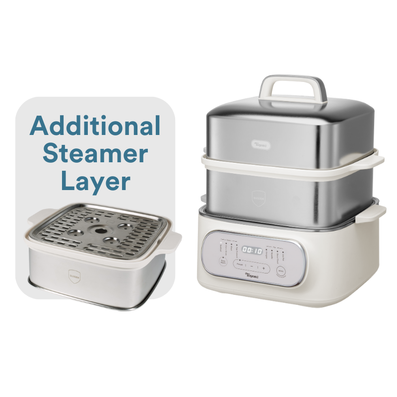 Toyomi ST 2318 Electric Stackable Food Steamer - 3-Tier Multi-Function Rice Cooker & Vegetable Steamer for Healthy Cooking | Perfect for Meal Prep, Dumplings & Family Dinners