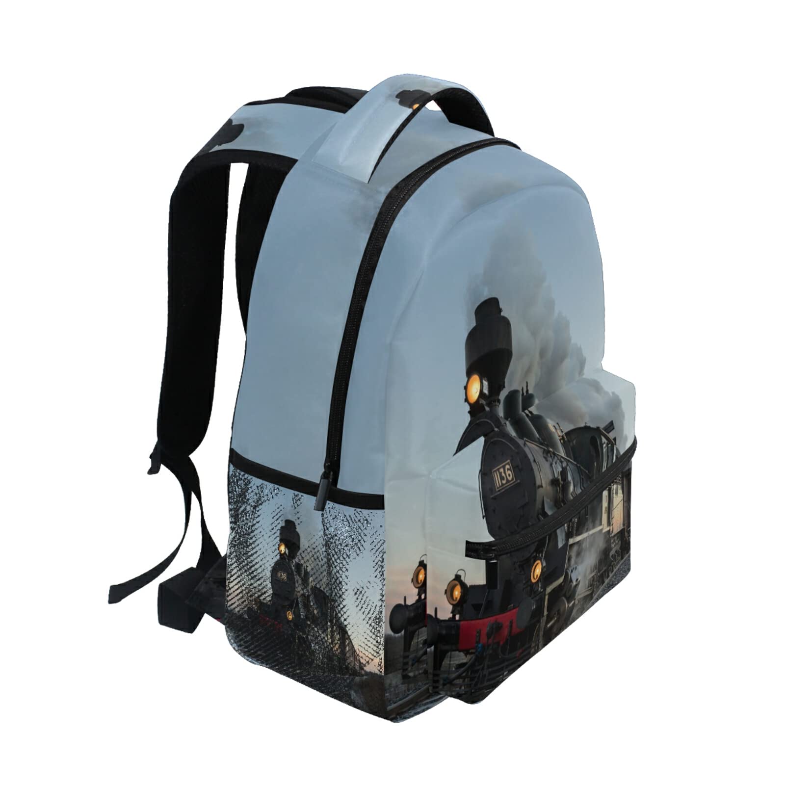 Stylish Locomotive Train Themed Backpack for Kids & Teens - Durable School Backpack with Laptop Compartment for Boys & Girls - Perfect for Travel, Camping & Daily Use