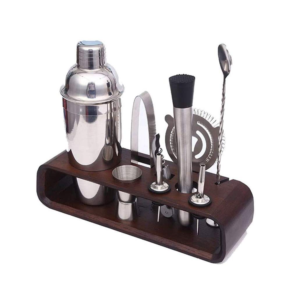 10-Piece Stainless Steel Cocktail Shaker Set with Rotating Stand - Professional Bartender Kit & Bar Tools for Home, Bars, Parties - Perfect Gift for Men, Dad, Grandpa (Christmas, Birthday, Anniversary) - Ideal for Mixing Cocktails, Entertaining Guests & Travel Bartending