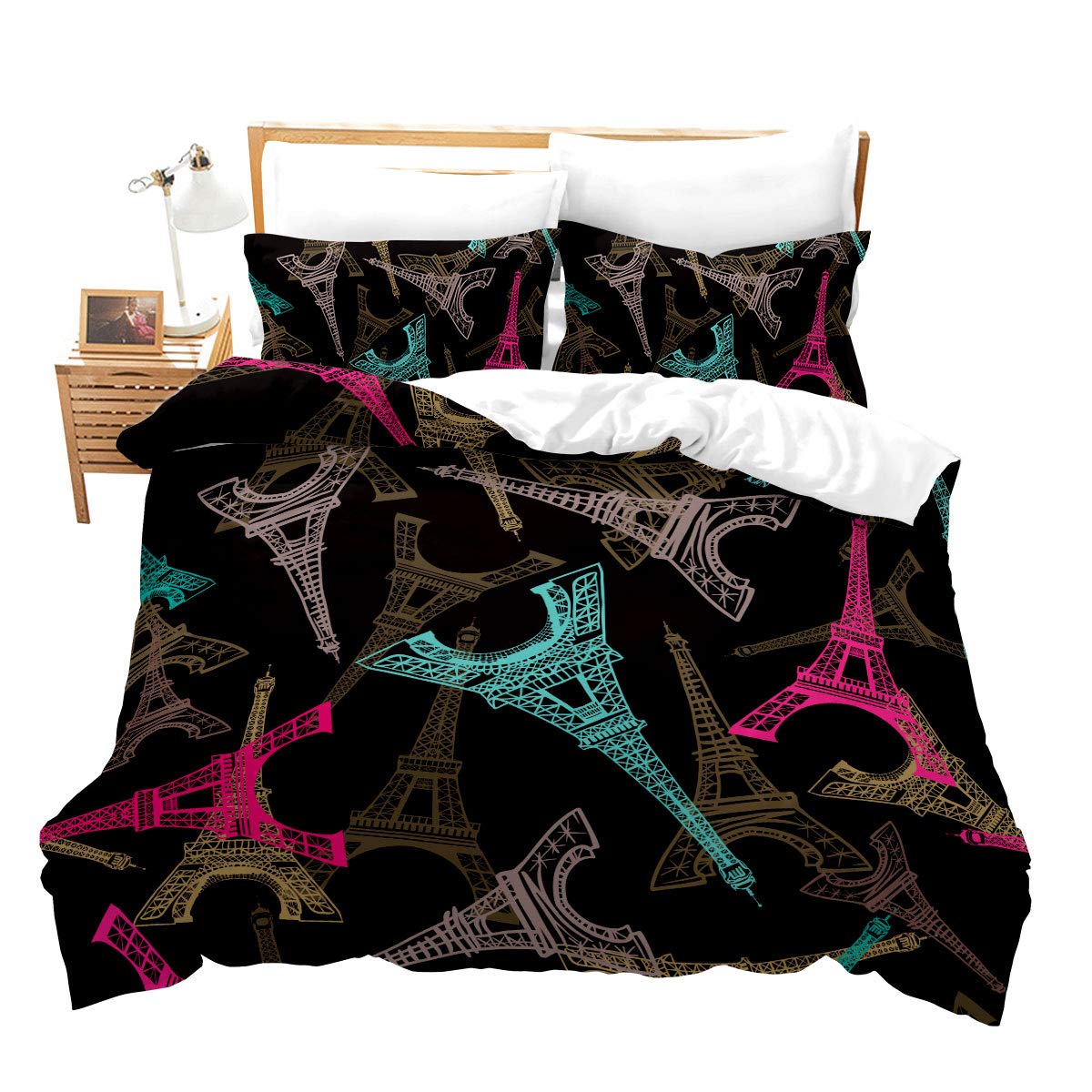Feelyou Eiffel Tower Comforter Cover Set - Twin Size Paris Themed Bedding with Zipper Closure | Decorative Cityscape Duvet Cover for Girls & Teens | Soft Modern Bedspread for Cozy Bedrooms & Parisian Themed Decor