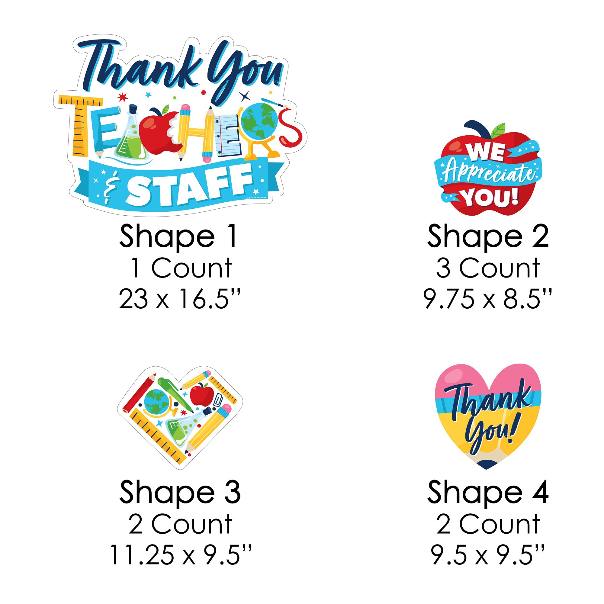 Big Dot of Happiness Thank You Teachers - Set of 8 Yard Signs for Outdoor Lawn Decorations & Teacher Appreciation Gifts - Perfect for School Staff Recognition, Classroom Celebrations & Backyard Parties