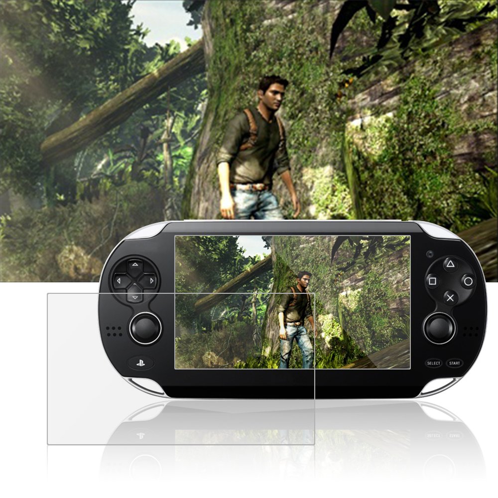 AFUNTA 2-Pack Screen Protector Set for Sony PlayStation Vita 1000 - 4 Pcs Tempered Glass Front Screen Protector & HD Clear PET Back Cover Film - Compatible with PS Vita PSV PCH-1000 - Perfect for Gaming Protection and Scratch Prevention