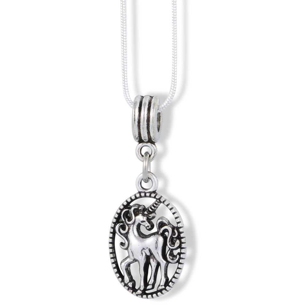 Unicorn Charm Snake Chain Necklace with Swirl Mane & Tail - Perfect for Birthday Gifts, Party Favors & Everyday Jewelry