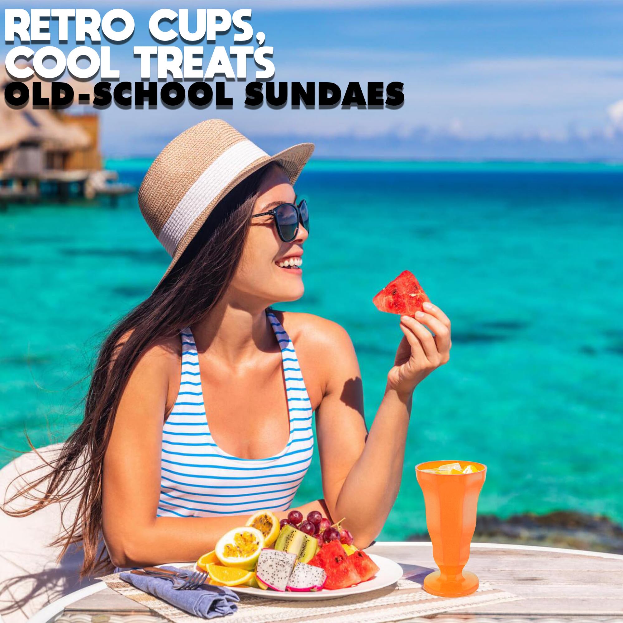 Fun Express Bright Neon Tall Plastic Soda Glasses - 12 Piece Set for Parties, Summer BBQs, and 80s Themed Events - Colorful Drinkware for Cocktails, Milkshakes & Beverages