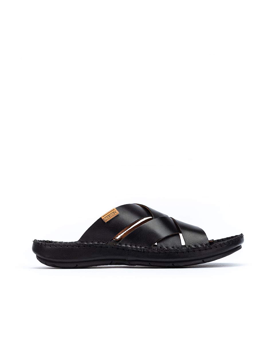 PIKOLINOS Men's Leather Flat Sandals - Comfortable Black Tarifa Style for Casual Wear & Summer Outings