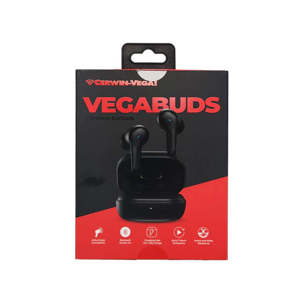 Cerwin Vega EB1 VegaBuds Wireless Bluetooth Earbuds with Noise Cancellation, 24H Playtime - Perfect for Gym, Running, Travel & Work