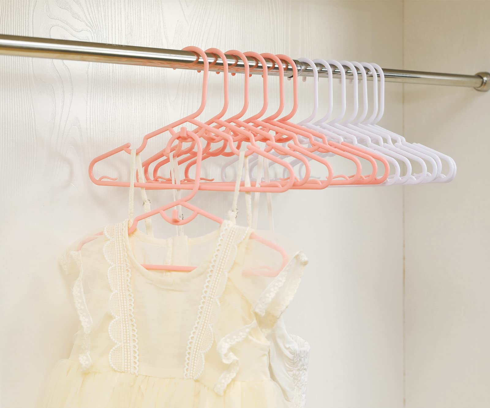 60pcs Pink Baby Closet Hangers - Non-Slip Infant Clothes Hangers for Newborns, Stackable Space-Saving Toddler Hangers for Girls & Boys - Perfect for Nursery Organization & Baby Shower Gifts