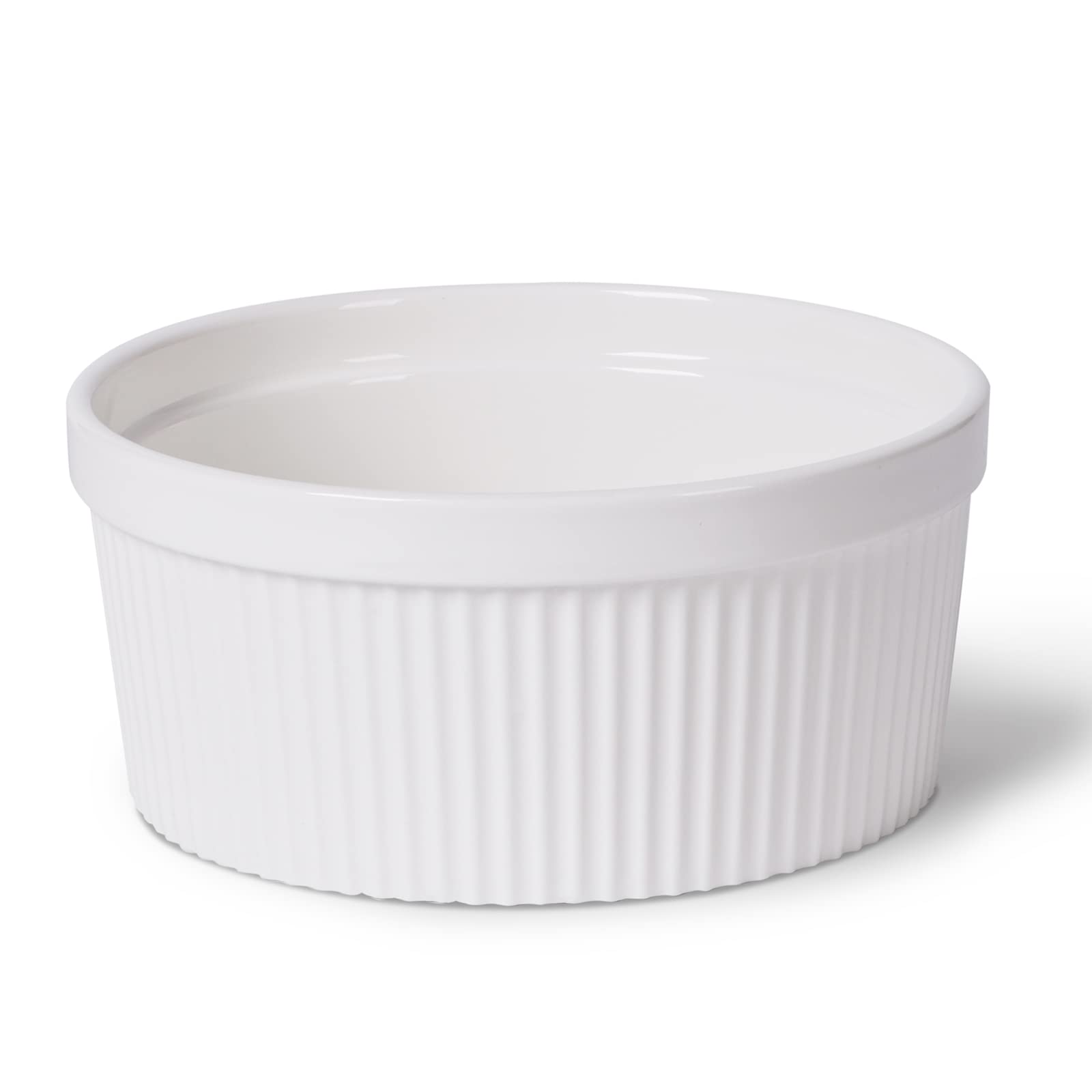 64 oz Porcelain Ramekins (Set of 1) - 8 Inch White Oven-Safe Baking Dishes for Souffle, Creme Brulee, Pudding & Custard - Perfect for Desserts, Meal Prep & Kitchen Serving