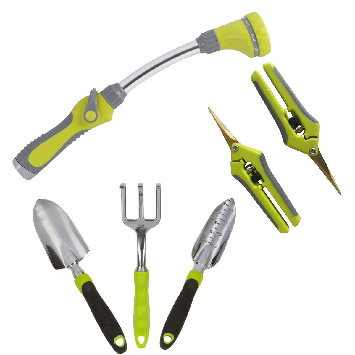 **Essential Gardening Tool Set with Watering Wand, Hand Tools & 2 Scissors - Perfect Gardening Gifts for Men & Women - Ideal for Planting, Pruning & Home Garden Care**