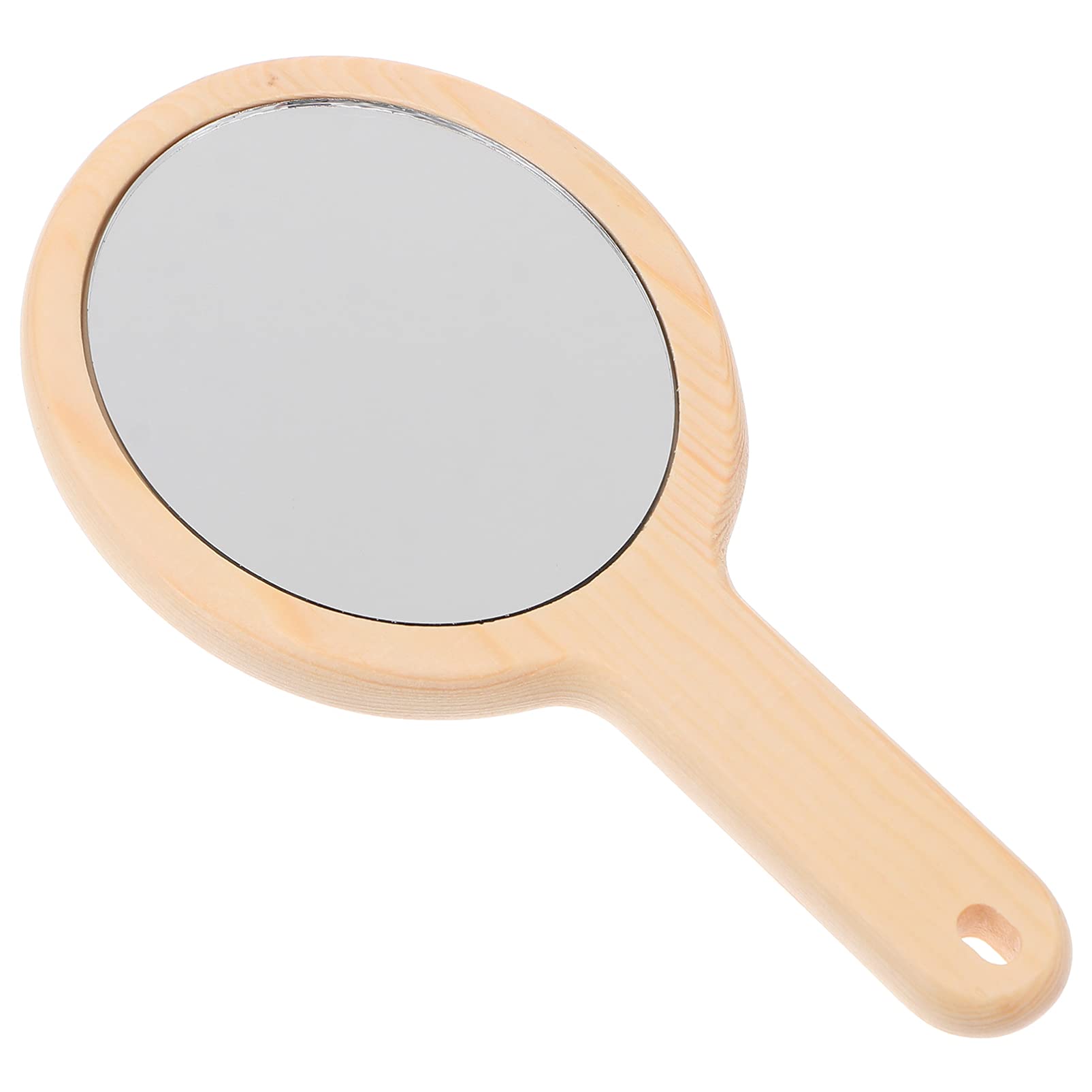 Vintage Wooden Hand Mirror with Handle - Natural Wood Compact Makeup Mirror for Women, Portable Travel Vanity Mirror - Perfect for Home, Travel & Makeup Touch-ups