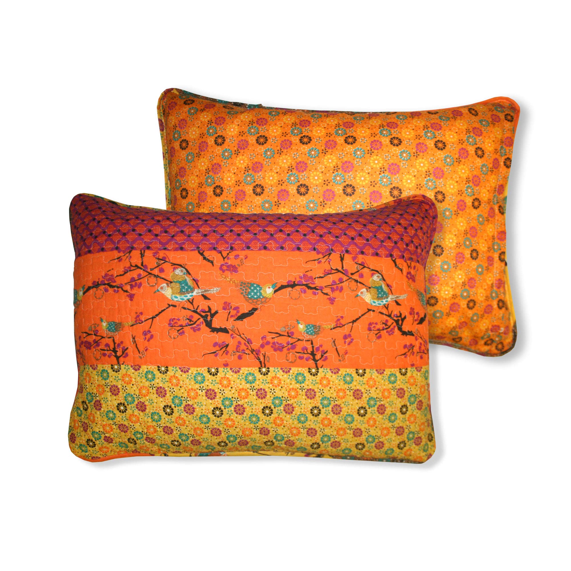 Lush Decor Reversible Cotton Quilt Set - Bohemian Striped Bedding for Full/Queen Bed - Home Decor