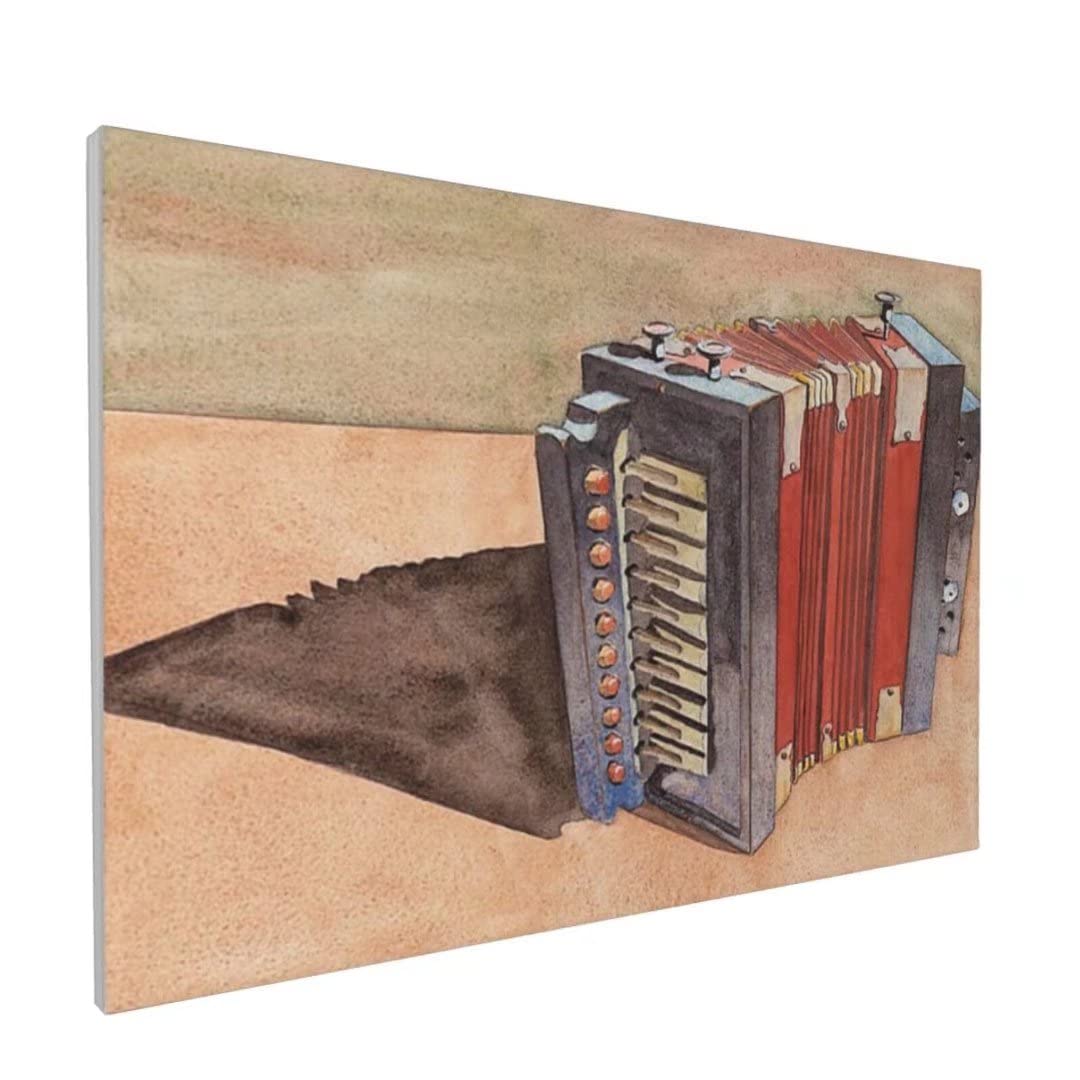 Vibrant Accordion Music Watercolor Art Print - Frameless Canvas Wall Decor for Bedroom, Teen Girls Room & Classroom - Easy to Hang 12x16 Inch | Perfect for Music Lovers, Home Decor & Gift Ideas