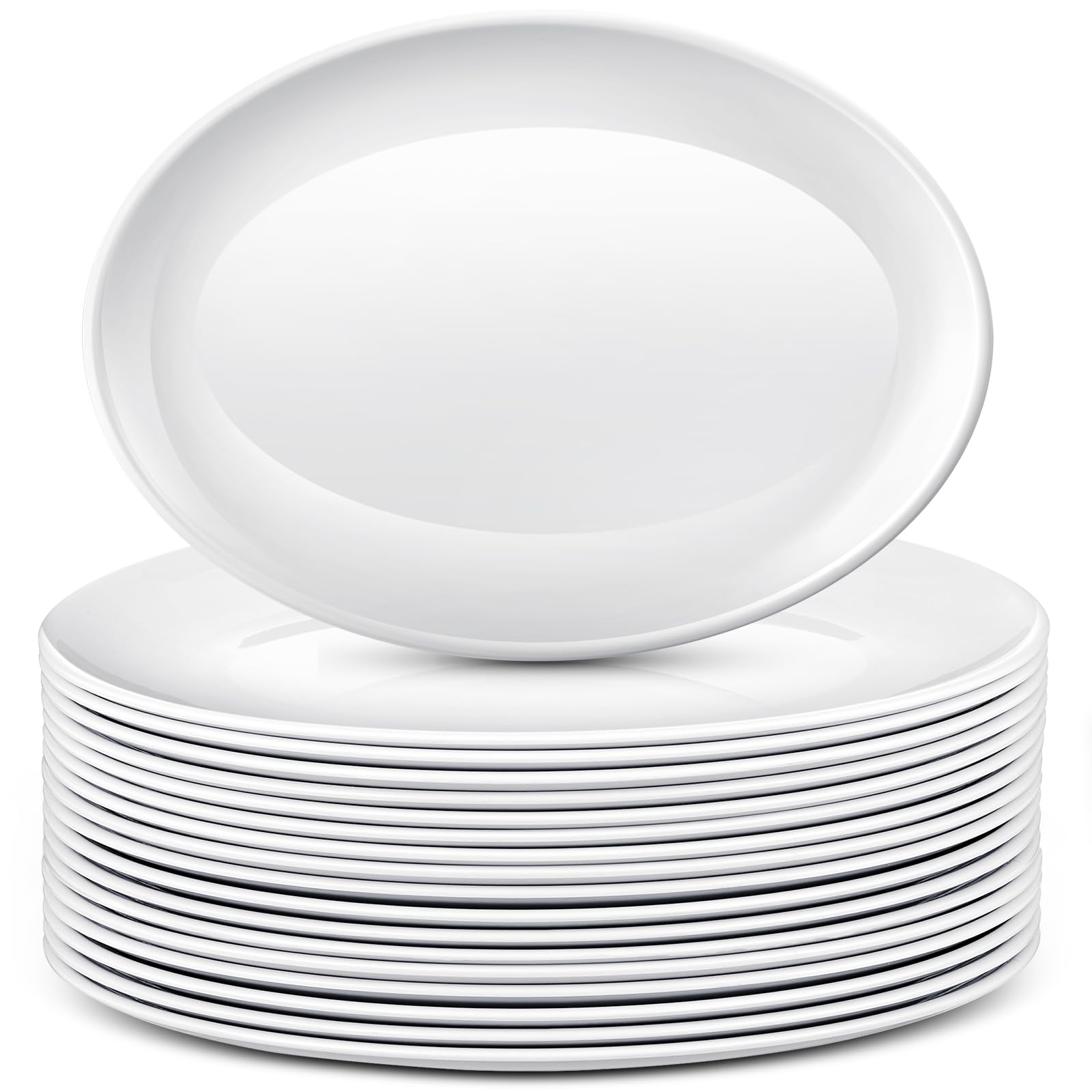 Dandat 36 Pcs Large White Oval Serving Platters - 12 Inch Restaurant Quality Serving Trays for Turkey, Meat, Steak, Fish & Appetizers - Perfect for Home Parties, Buffets & Holiday Dining