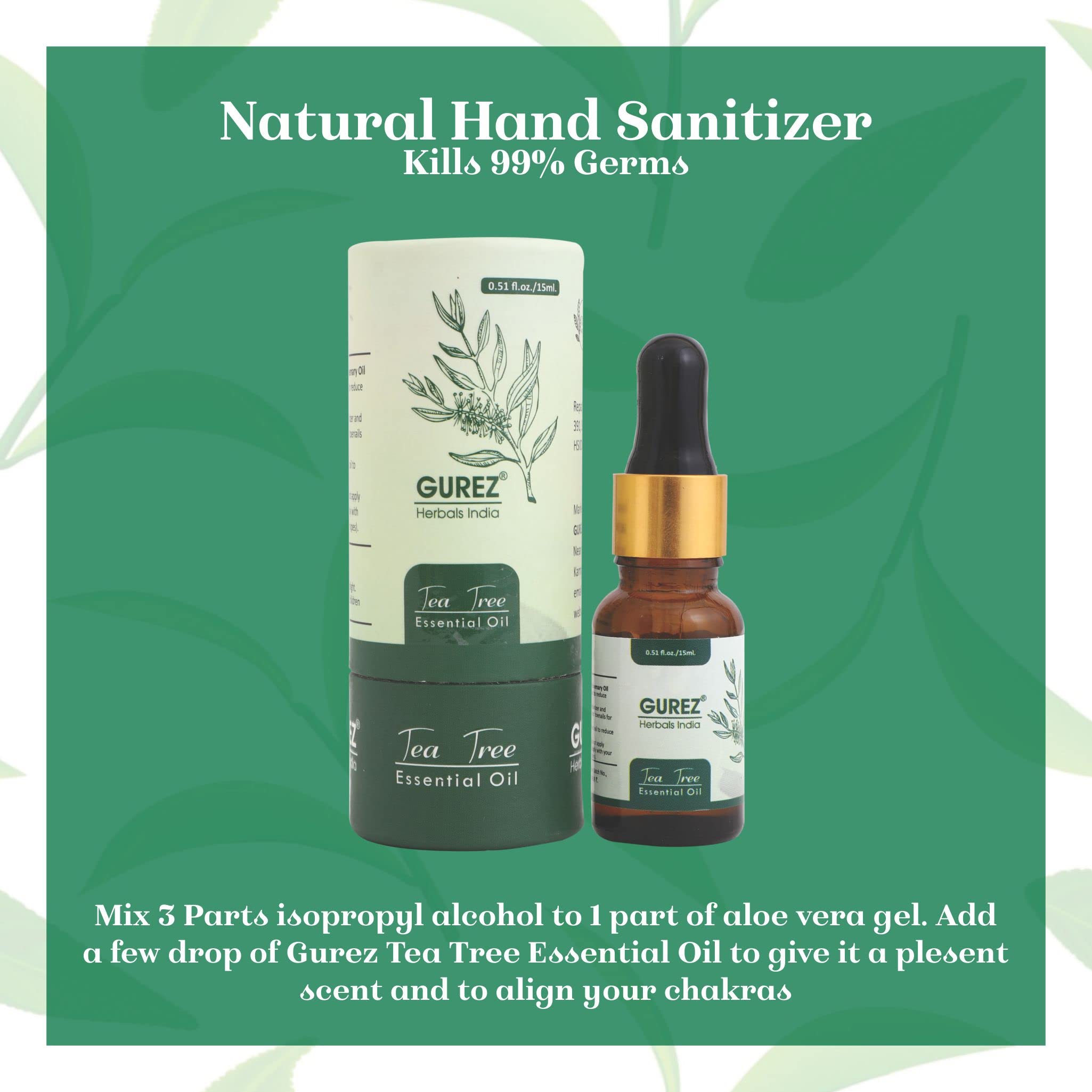 Gurez 100% Pure Rosemary & Tea Tree Essential Oils Set - 30ml Each, Natural Undiluted Therapeutic Grade for Skin Care, Hair Growth, Face Treatment & Acne Relief | Perfect for Aromatherapy, DIY Beauty Products & Home Spa