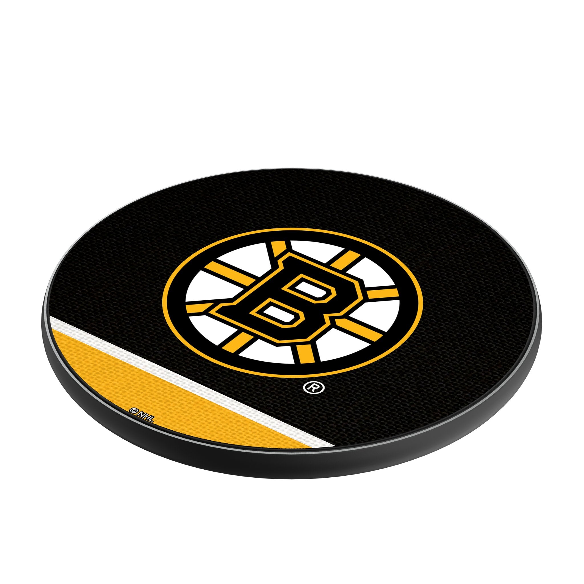 Boston Bruins Stripe 15W Fast Wireless Charger - NHL Team Logo Qi-Certified Charging Pad for iPhone, Samsung, AirPods - Perfect for Home, Office & Car Use