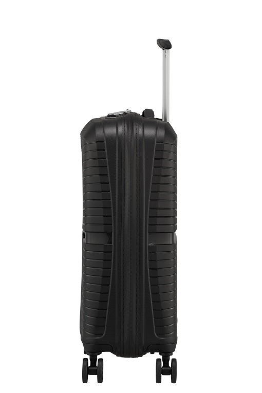 American Tourister Airconic 55cm 4-Wheel Carry-On Hard Shell Luggage - Black | Perfect for Business Travel & Weekend Getaways