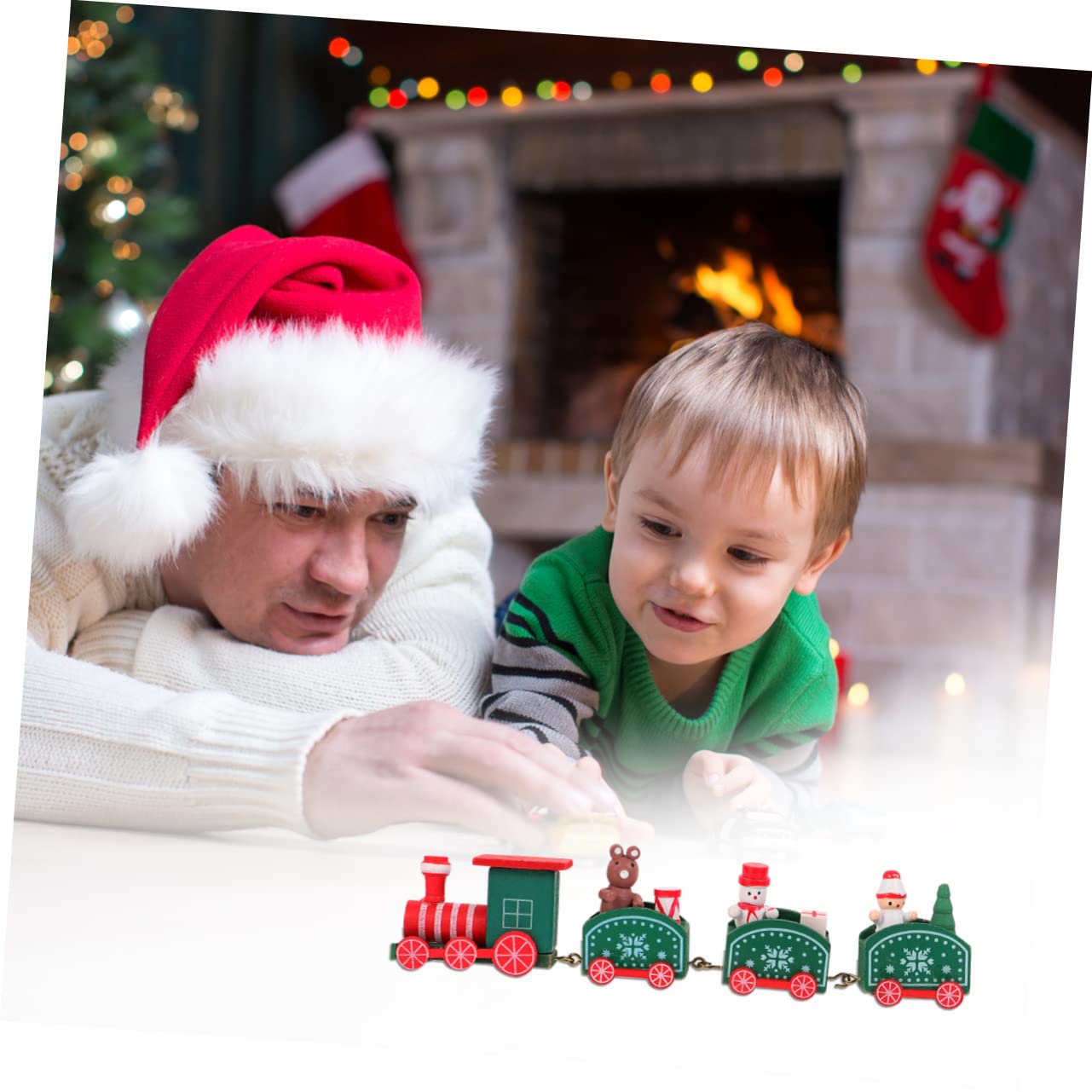 Wooden Christmas Train Toy for Kids - Mini Holiday Decor & Play