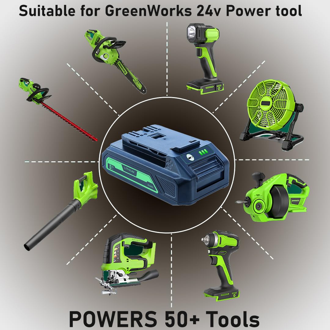 DTK 2-Pack 3.0Ah 24V Replacement Battery for Greenworks 29842 29852 BAG709 BAG710 - Compatible with 20352 22232 2508302 Power Tools - Perfect for Lawn Mowers, String Trimmers & Leaf Blowers