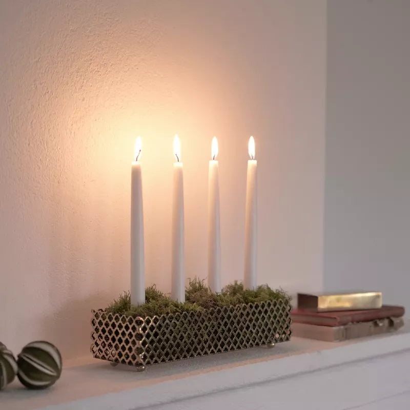 Nickel Advent Candle Holder Clover - Perfect for Christmas Decorations, Holiday Table Centerpieces & Cozy Home Ambiance