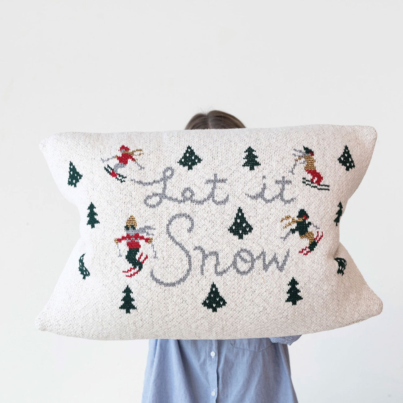 Let It Snow Lumbar Pillow - Holiday Christmas Decorative Throw Pillow for Sofa, Couch & Bed - Perfect for Winter Home Decor & Cozy Seasonal Comfort
