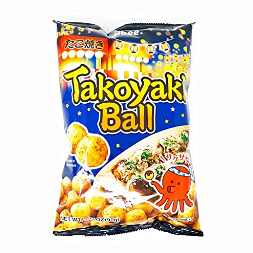 Crunchy Takoyaki Flavored Corn Snacks - 3.17 oz (Pack of 3) | Japanese Octopus Ball Taste | Perfect for Parties, Movie Nights & Asian Snack Lovers