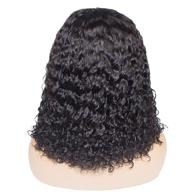 Bob Style Water Wave Lace Front Wig - Natural Black #1B Human Hair - Perfect for Cosplay, Daily Wear & Special Occasions