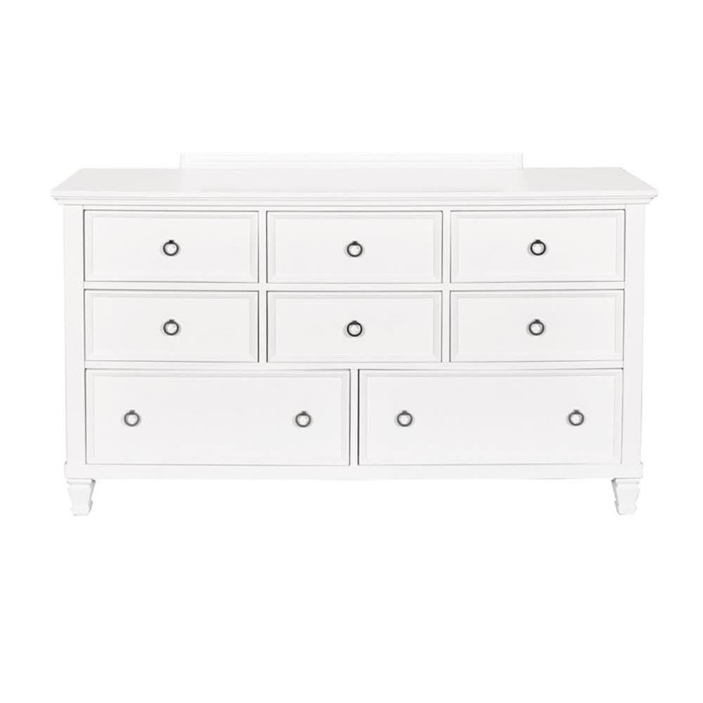 Tamarack Solid Wood 8-Drawer Dresser - Classic White Wooden Chest of Drawers for Bedroom Storage & Organization
