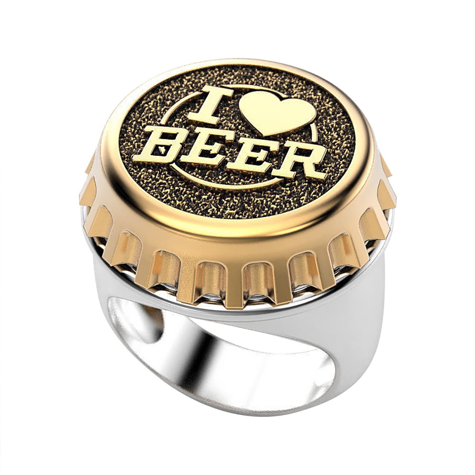 Silver Creative Beer Bottle Cap Ring Jewelry - Unique Proposal & Engagement Gift for Bride, Birthday Party Accessory (Gold, Size 8) - Perfect for Weddings, Anniversaries & DIY Craft Projects