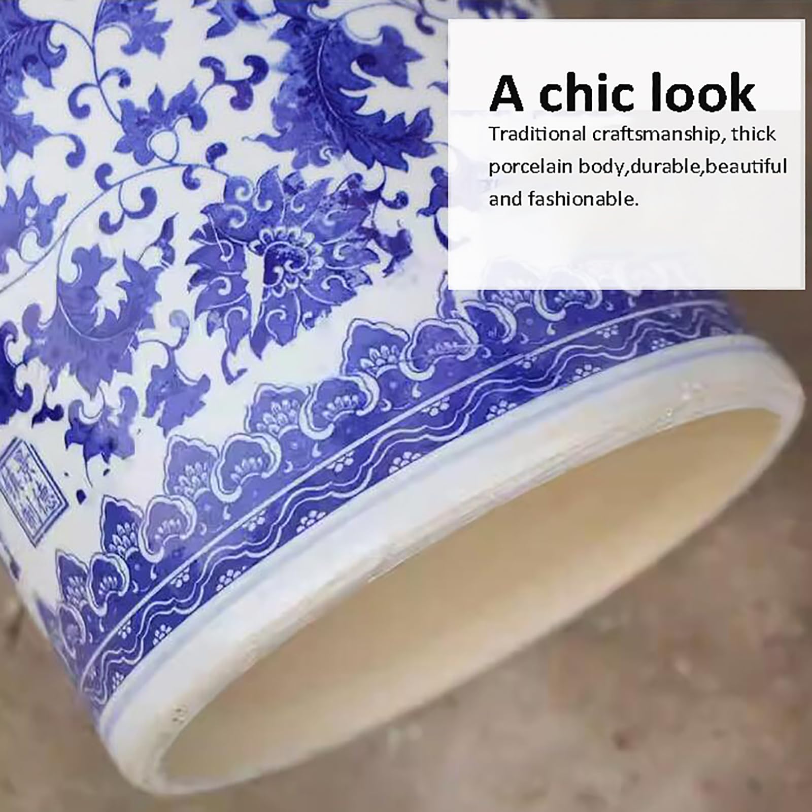 Blue & White Floral Porcelain Umbrella Stand - Traditional Free-Standing Entryway Organizer for Long/Short Umbrellas & Walking Sticks | Perfect for Home, Office & Garden Decor